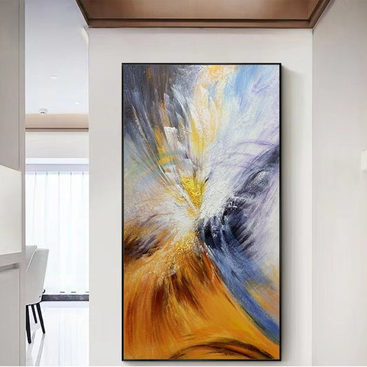 Abstract Colourful Artwork Modern Decor Oil Painting On Canvas Lanscaple Hand Painted Pictures Canvas Wall,27inx54in,No Frame