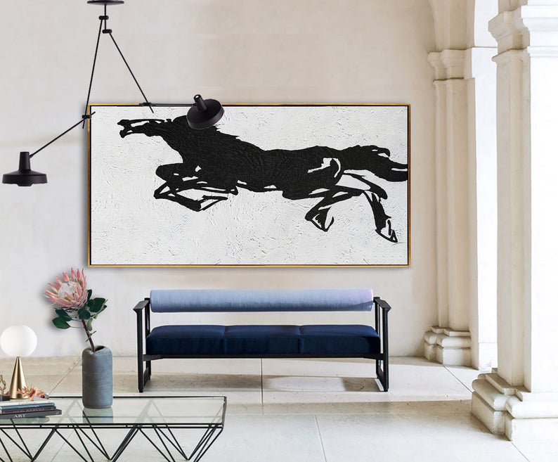 Abstract Horse Painting Abstract Horse Art, Abstract Animal Art Abstract Animal Painting, Extra Large Abstract Art27inx54in,No Frame