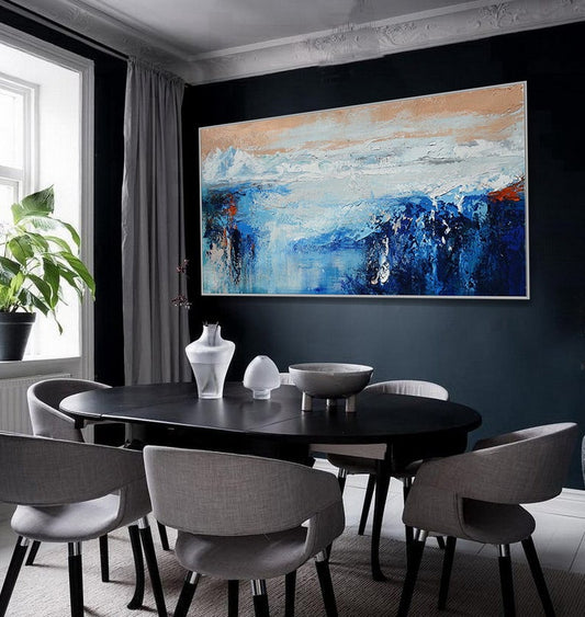 Oversize Wall Art Extra Large Textured Contemporary Art Modern Artwork Horizontal Abstract Acrylic Panoramic Canvas Painting27inx54in,No Frame