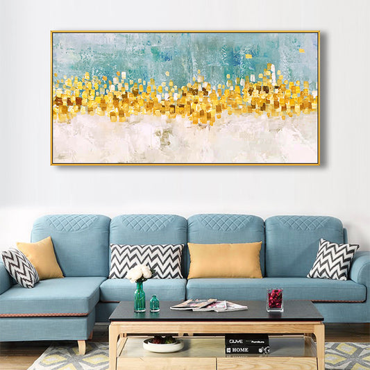 Wall Art  Hand Painted Oil Painting On Canvas Tree Artwork Palette Knife Texture Abstract Golden ,27inx54in,No Frame