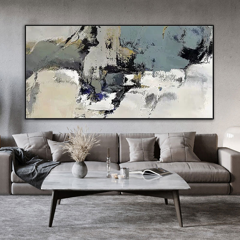 Modern Paintinghand-painted Banner Black And White Ash Living Room Sofa Backdrop Decorative Painting Abstract Paintings Be27inx54in,No Frame