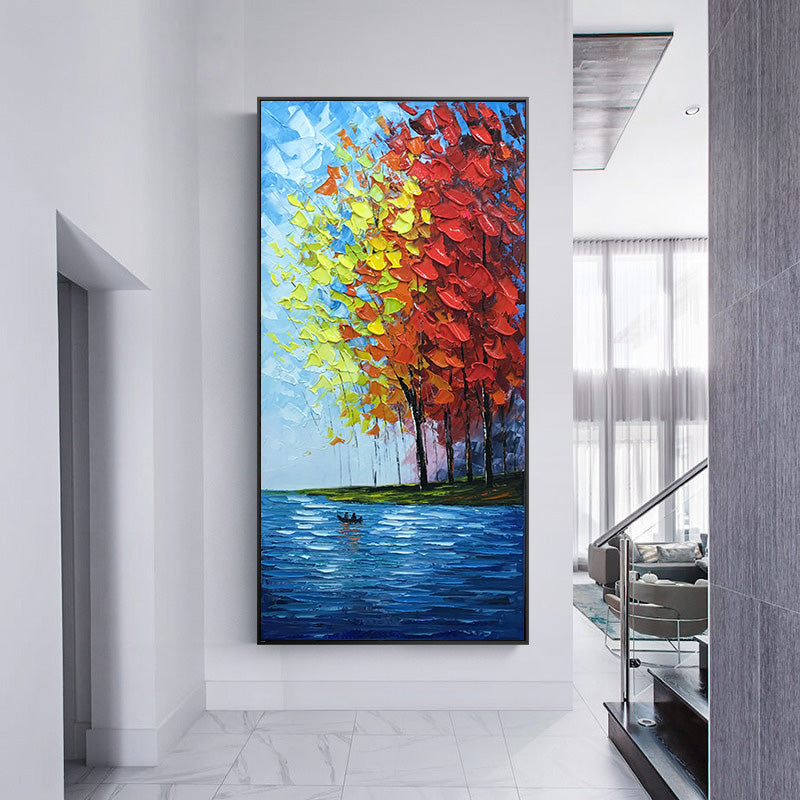 Entrance Pure hand-painted Decorative Painting Paintings Bedroom Ride Custom Landscape Oil Painting Knife Painting Corridor For27inx54in,No Frame