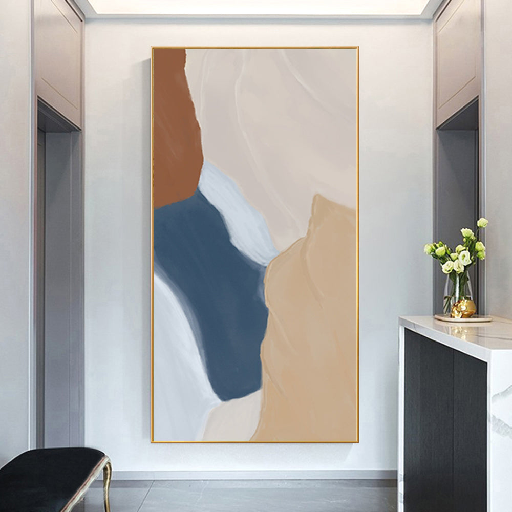 Handmade Art Picture Modern Living Room Decoration Oil Painting Handpainted Geometric Texture Art Wall Hangings,27inx54in,No Frame