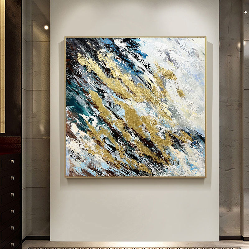 Abstract Hand painted Oil Painting Living Room Bedroom Dining Room Decorative Painting Golden Gold   (Unframed/Rolled)