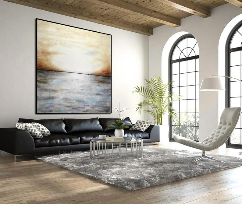 LargeAbstractPaintingWallArtSquareContemporaryArtLandscapePaintingModernArtworkDecor 31in,No Frame