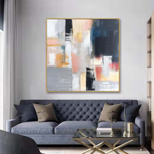 Abstract Handmade Oil Painting Modern Minimalist Home Living Room Decoration Painting,31inx31in,No Frame