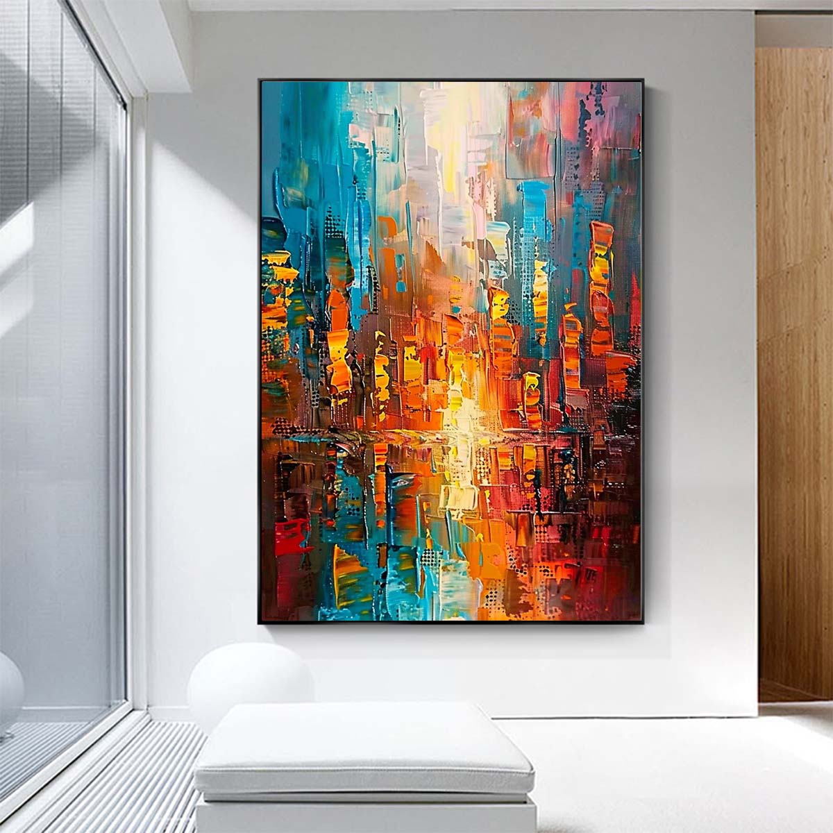 Original creation City Hand painted Oil Painting Canvas Wall Art For Home Living Room Unframed/Rolled #020