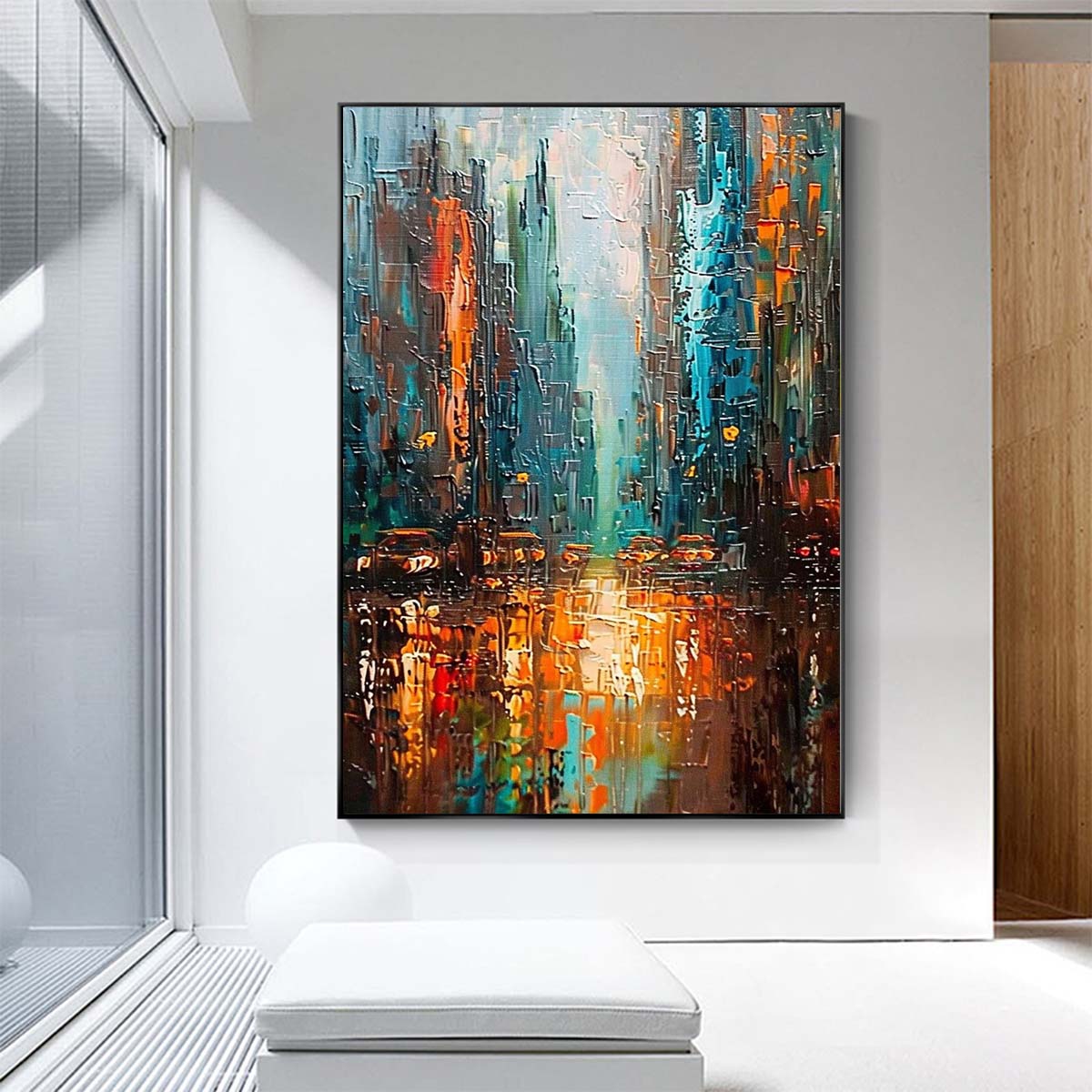 Original creation City Hand painted Oil Painting Canvas Wall Art For Home Living Room Unframed/Rolled #053