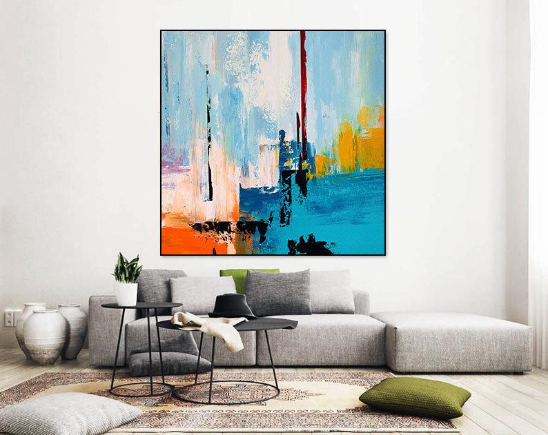 LargeModernWallArtAbstractPaintingAcrylicPaintingBedroomWallDecorOriginalPaintingCanvasArtWall  31in,No Frame