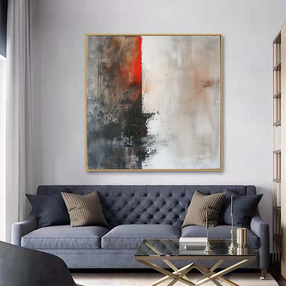 Abstract Handmade Oil Painting Modern Minimalist Home Living Room Decoration Painting,31inx31in,No Frame 3