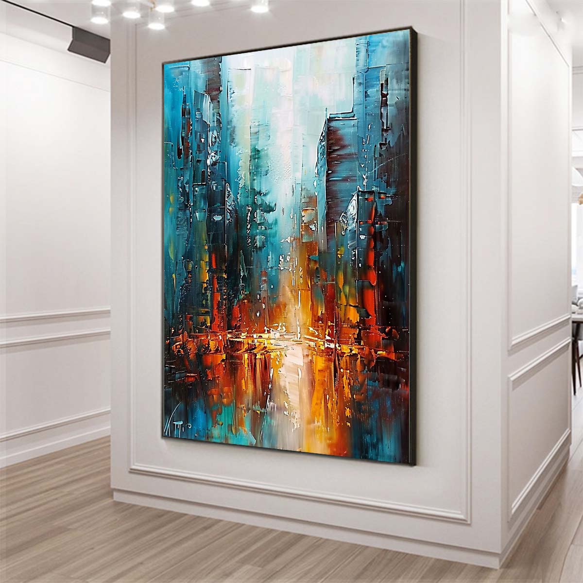 Original creation City Hand painted Oil Painting Canvas Wall Art For Home Living Room Unframed/Rolled #0652