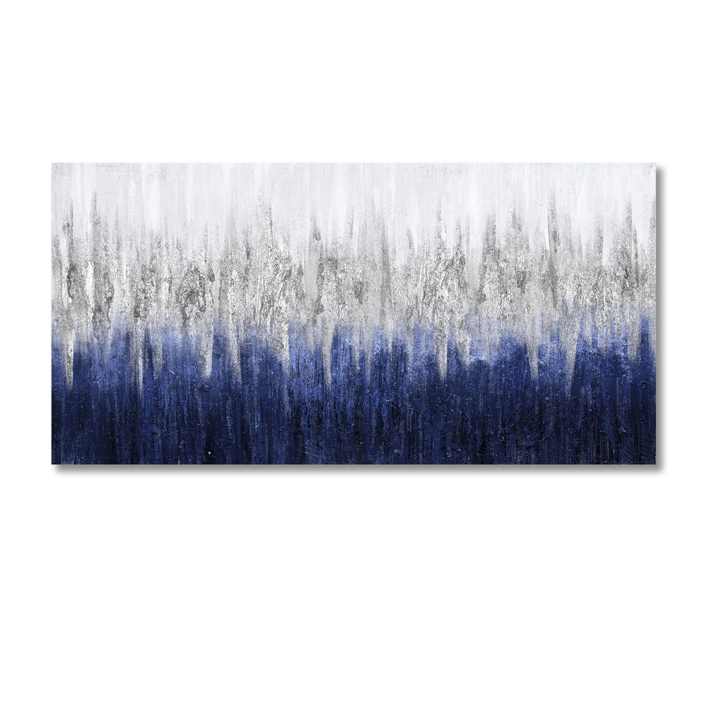 Handmade Abstract Blue Grey Texture Oil Painting On Canvas Modern Landscape Wall Art For Living room,27inx54in,No Frame