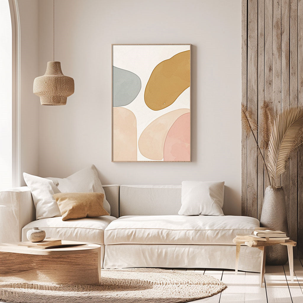 Handpainted Abstract Wall Art Painting Decorative Painting Aisle Corridor Mural Mooring Hanging Painting blue white pink 31inx47in,No Frame