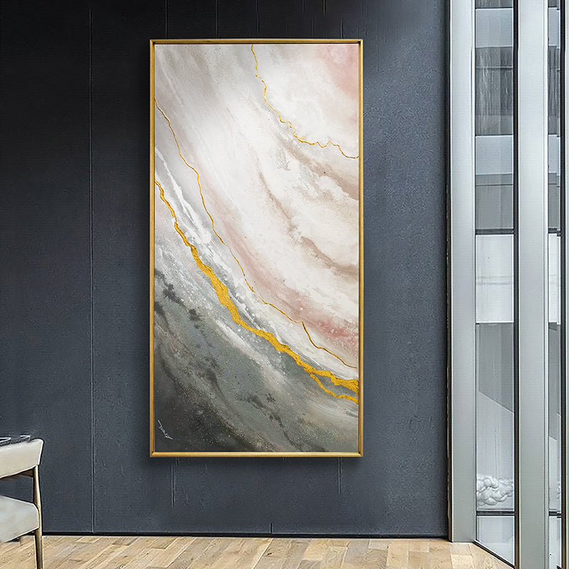 Modern Minimalist Living Room Light Luxury hand-painted Oil Painting Abstract Decorative Bedroom Entrance Mural Paintings27inx54in,No Frame