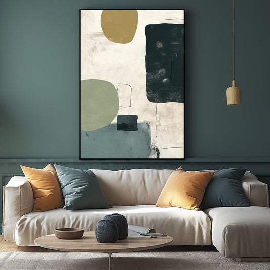 Handpainted Abstract Wall Art Painting Decorative Painting Aisle Corridor Mural Mooring Hanging Painting black green blue yellow 31inx47in,No Frame