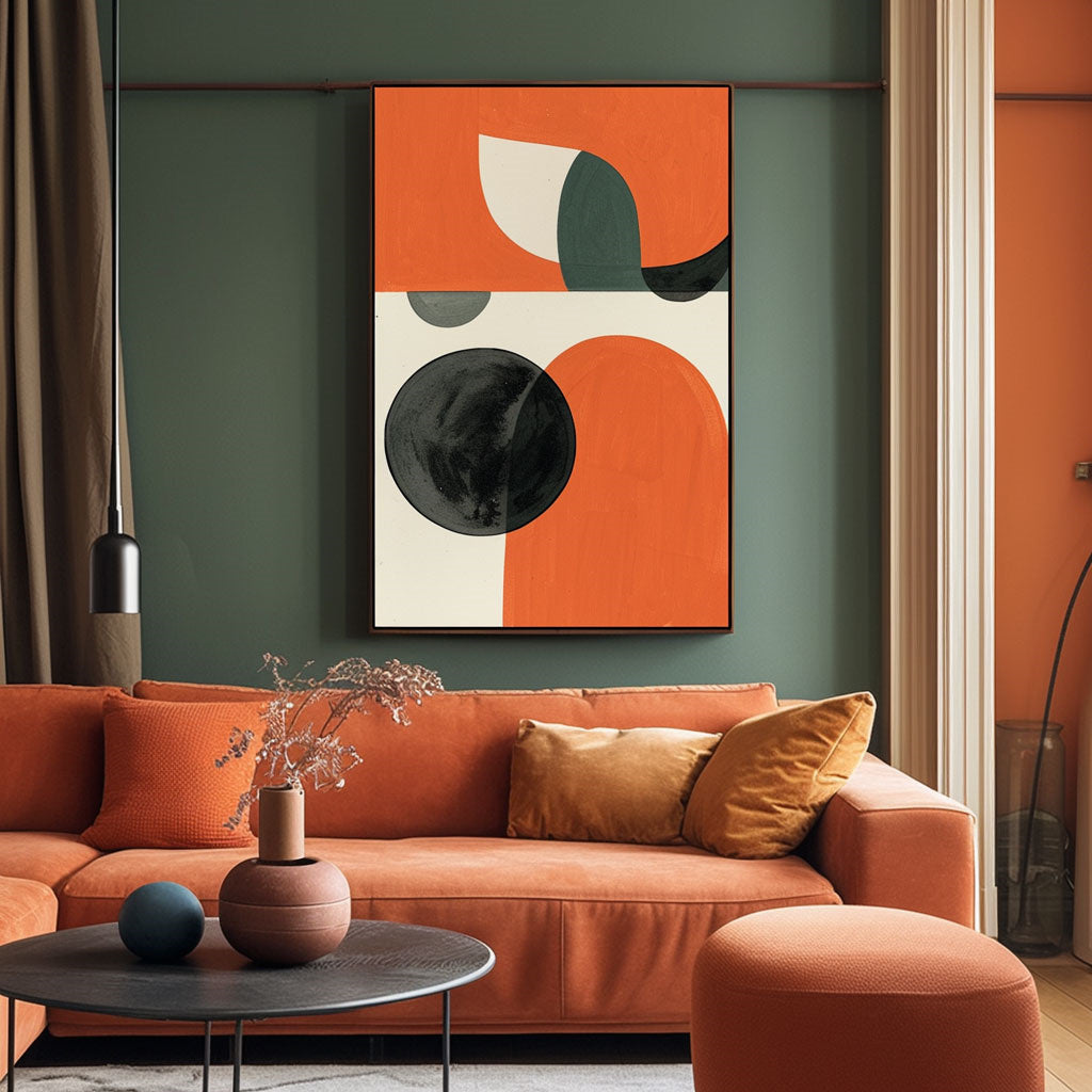 Handpainted Abstract Wall Art Painting Decorative Painting Aisle Corridor Mural Mooring Hanging Painting black orange 31inx47in,No Frame