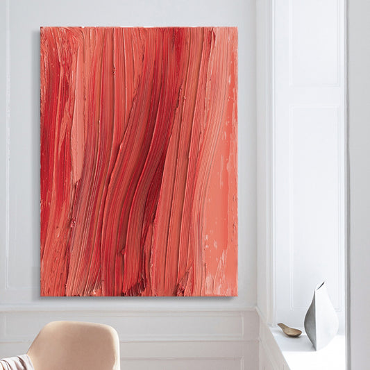 #880 New Handmade Vertical Stripe Oil Painting Wall Canvas Art Red Picture Modern Artwork,31inx47in,No Frame