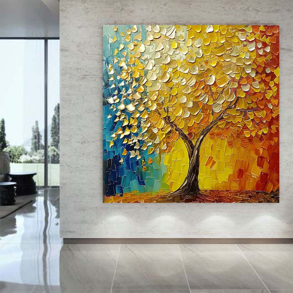 Abstract Handmade Oil Painting Modern Minimalist Home Living Room Decoration Painting,31inx31in,No Frame
