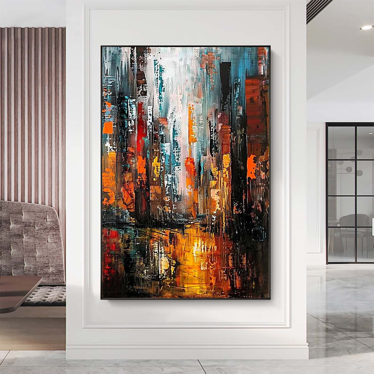 Original creation City Hand painted Oil Painting Canvas Wall Art For Home Living Room Unframed/Rolled #044