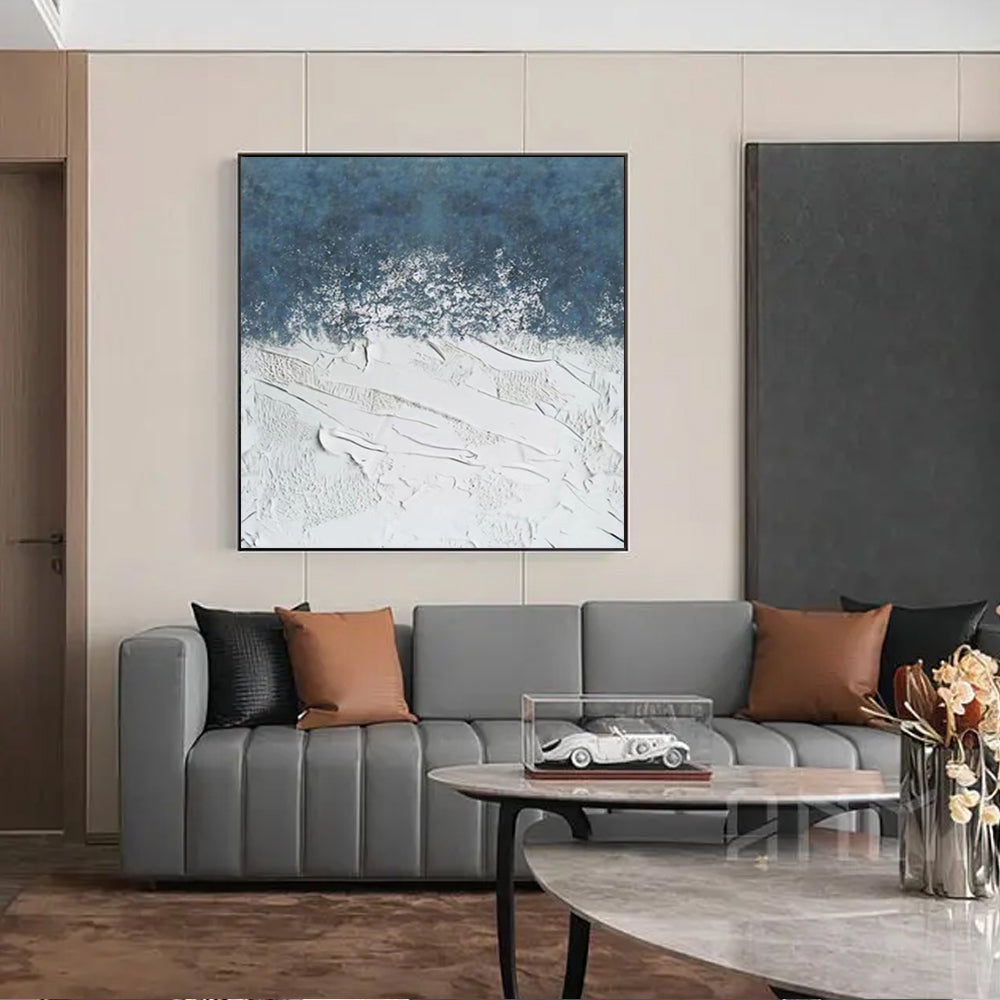 Oil Painted Art On Canvas  Hand Painted Oil Painting Seaside Scenery Wall Hanging Picture,31inx31in,No Frame