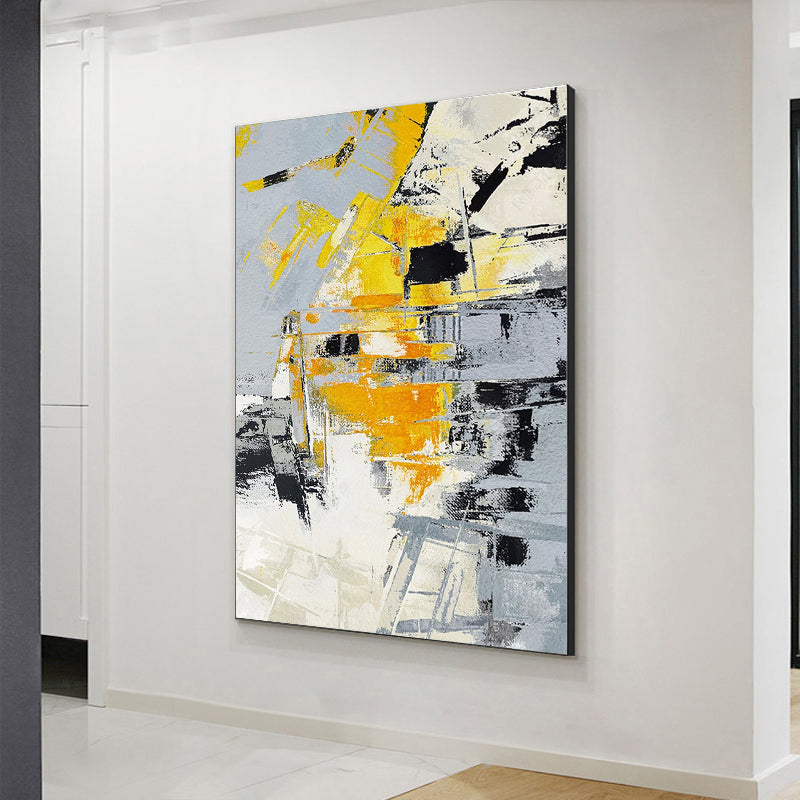 #750Abstract Oil Painting Handmade Yellow Modern Mural Art for Home Cuadros Canvas Painting Large Sofa Decoration,31inx47in,No Frame