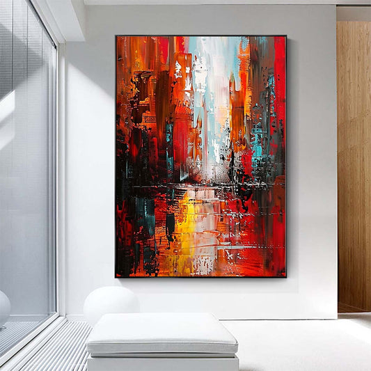 Original creation City Hand painted Oil Painting Canvas Wall Art For Home Living Room Unframed/Rolled #002
