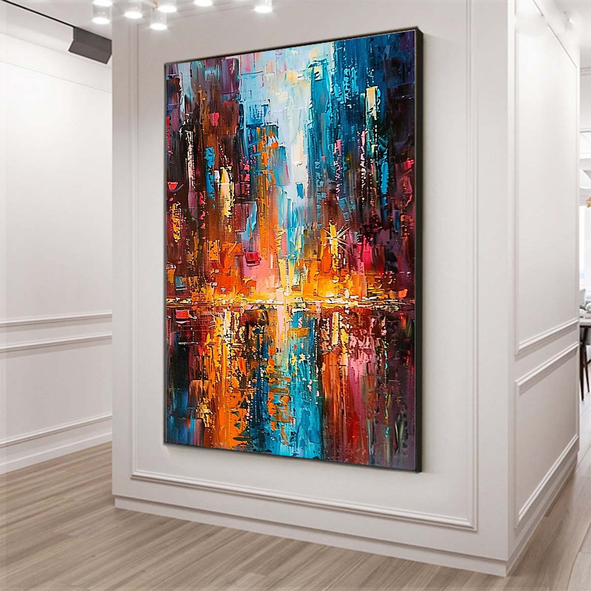 Original creation City Hand painted Oil Painting Canvas Wall Art For Home Living Room Unframed/Rolled #028