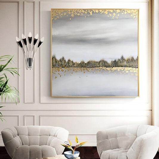HandmadePaintingAbstractModelRoomPaintingModernMinimalistDecorativePaintingLightLuxuryGoldFoilEntranceDecorative     31in,No Frame
