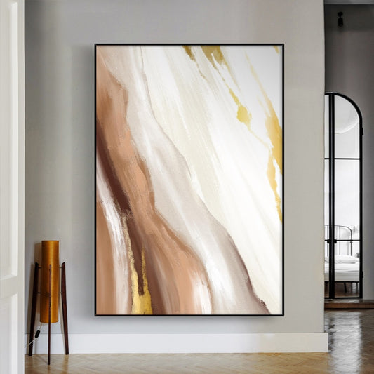 Modern Handmade Abstract Oil Painting White Coffee Color Wall Art On Canvas Nordic Mural Bedroom Picture,31inx47in,No Frame
