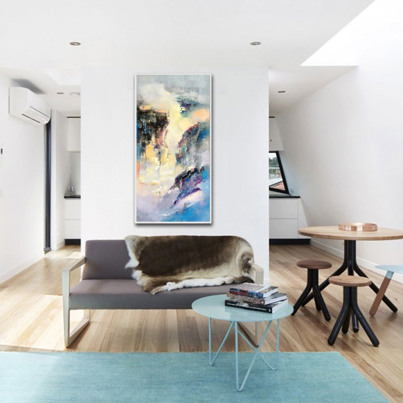 Large Abstract Oil Painting Canvas Painting Blue Abstract Painting Contemporary Art Abstract Oil Painting Oversize Wall Art27inx54in,No Frame