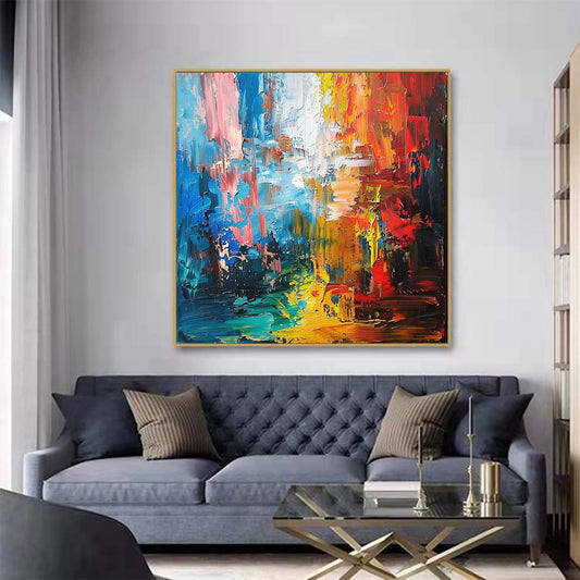 Abstract Handmade Oil Painting Modern Minimalist Home Living Room Decoration Painting,31inx31in,No Frame