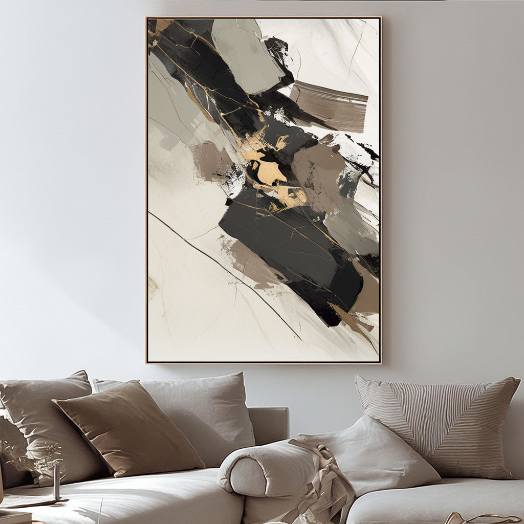 Handpainted Abstract Wall Art Painting Decorative Painting Aisle Corridor Mural Mooring Hanging Painting white black 31inx47in,No Frame