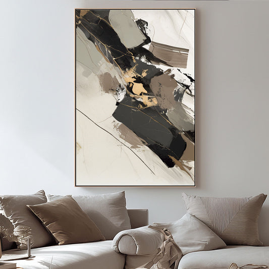 Handpainted Abstract Wall Art Painting Decorative Painting Aisle Corridor Mural Mooring Hanging Painting white black 31inx47in,No Frame