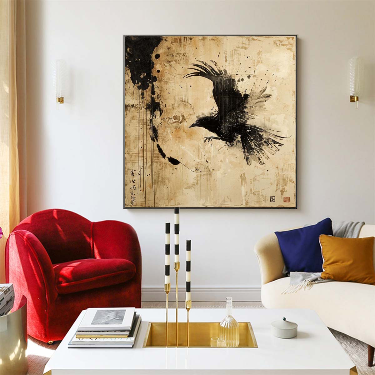 Abstract Handmade Oil Painting Modern Minimalist Home Living Room Decoration Painting,31inx31in,No Frame