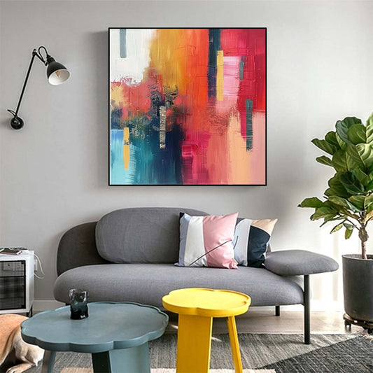Abstract Handmade Oil Painting Modern Minimalist Home Living Room Decoration Painting,31inx31in,No Frame
