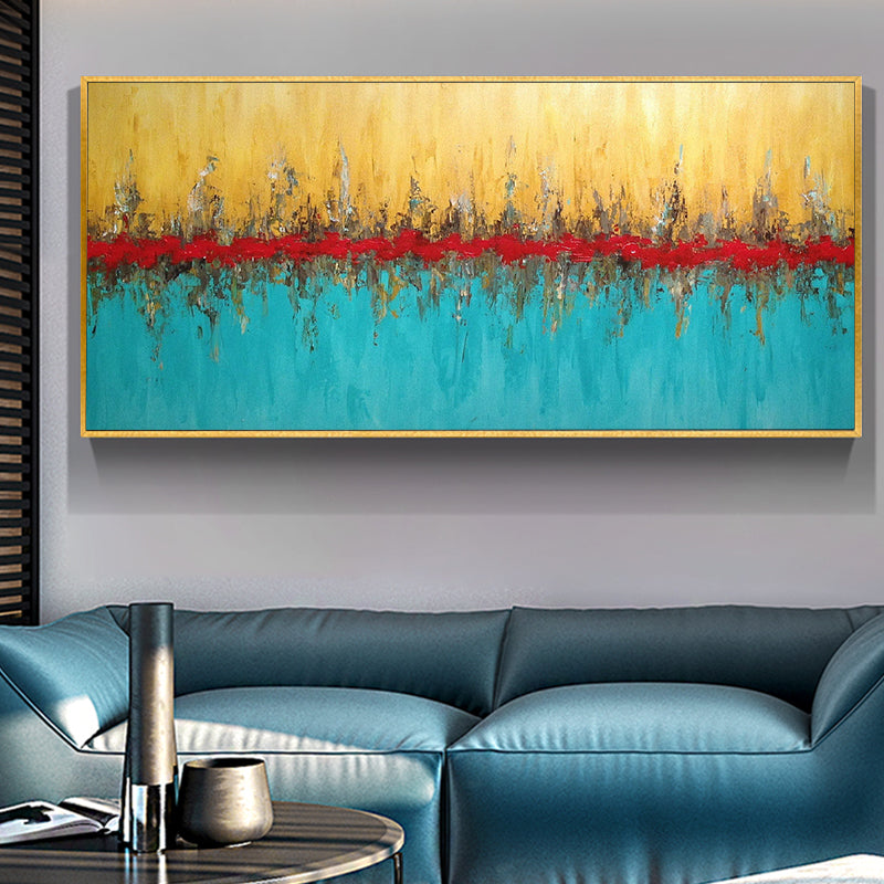 Hand-painted Oil Painting Abstract Modern Living Room Sofa Backdrop Painting Paintings Restaurant Shoreline Reflection Horizonta27inx54in,No Frame