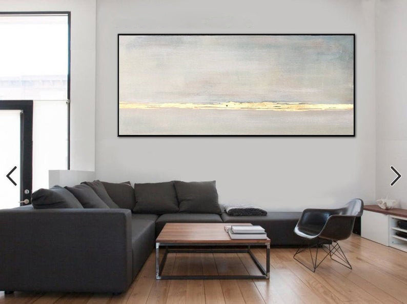 Large Abstract Oil Painting Gray Painting Gold Leaf Wall Art Painting On Canvas Abstract Texture Art Wall Painting Living Room27inx54in,No Frame