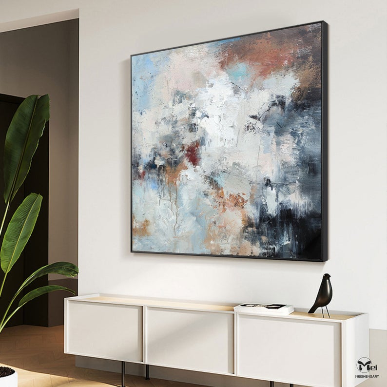 OriginalAbstractPaintingGreyandBeigeWallArtBrownPaintingTextureCanvasWallPaintingContemporaryPainting 31in,No Frame