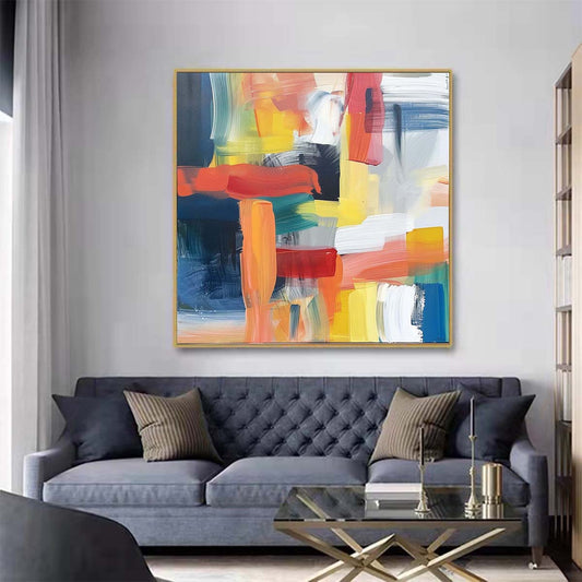 Abstract Handmade Oil Painting Modern Minimalist Home Living Room Decoration Painting,31inx31in,No Frame