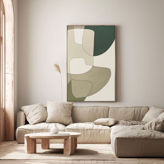 Handpainted Abstract Wall Art Painting Decorative Painting Aisle Corridor Mural Mooring Hanging Painting green white grey 31inx47in,No Frame