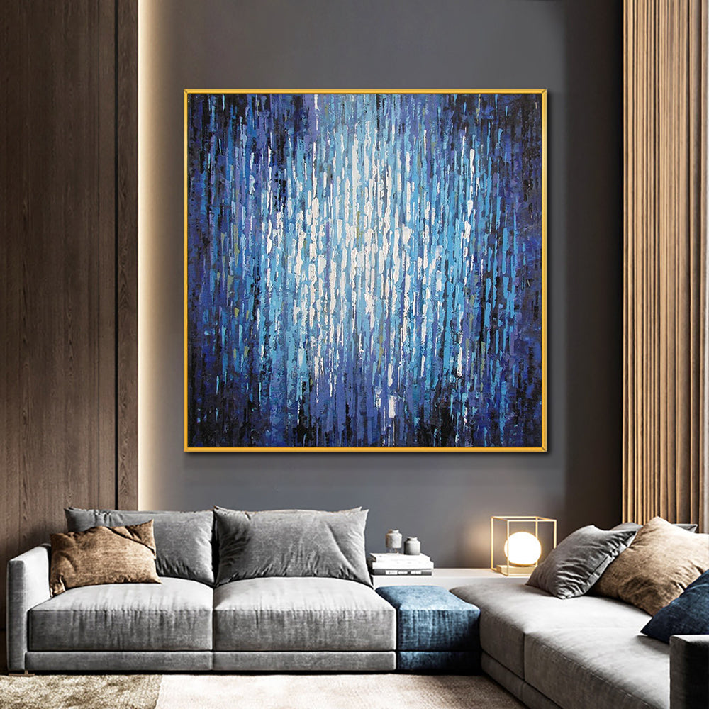 Abstract Purple Blue Oil Painting  Hand Painted On Canvas Wall Art Vintage Minimalist Poster Art,31inx31in,No Frame