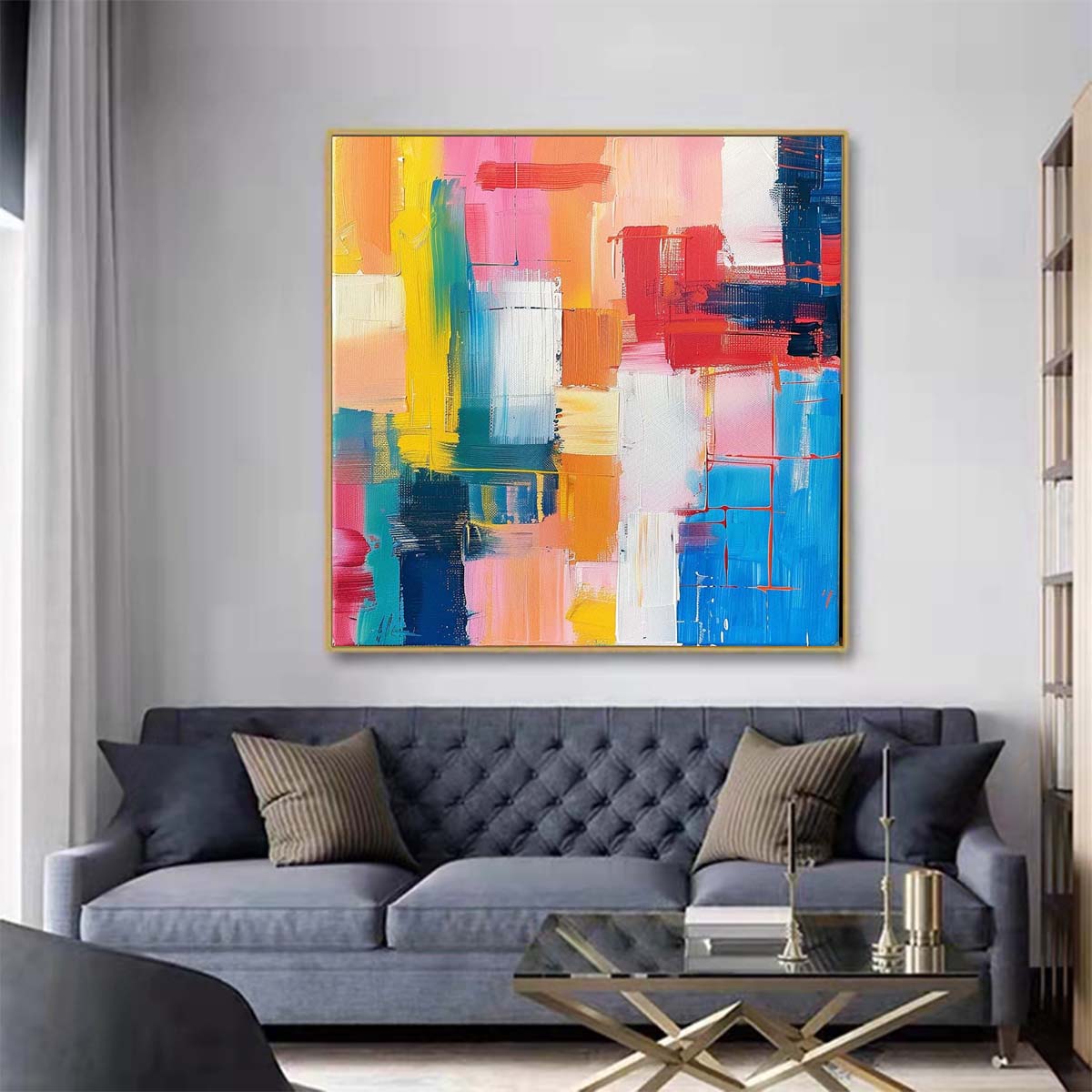 Abstract Handmade Oil Painting Modern Minimalist Home Living Room Decoration Painting,31inx31in,No Frame 1