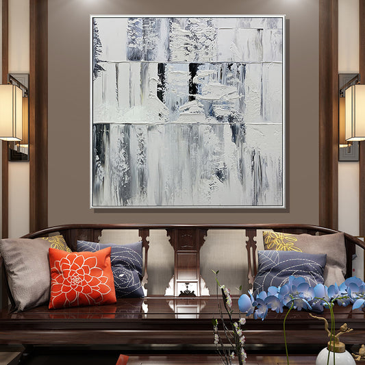 New To Abstract Pure Hand painted Modern Knife Painting Frameless Oil Painting Living Room Simple,31inx31in,No Frame
