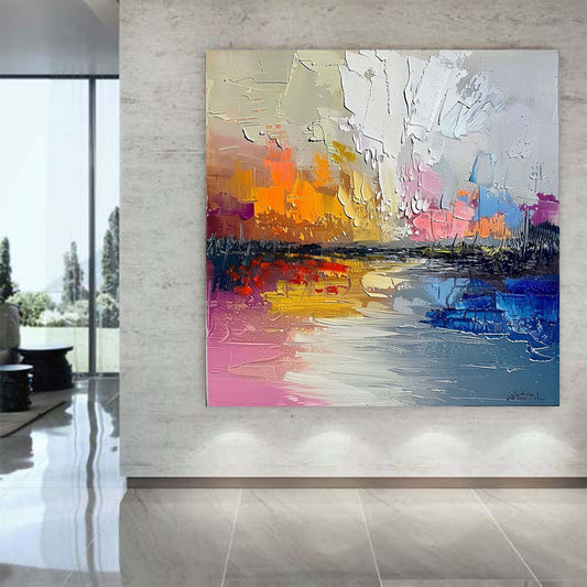 Abstract Handmade Oil Painting Modern Minimalist Home Living Room Decoration Painting,31inx31in,No Frame