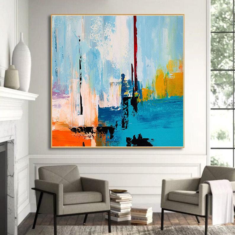 LargeModernWallArtAbstractPaintingAcrylicPaintingBedroomWallDecorOriginalPaintingCanvasArtWall  31in,No Frame