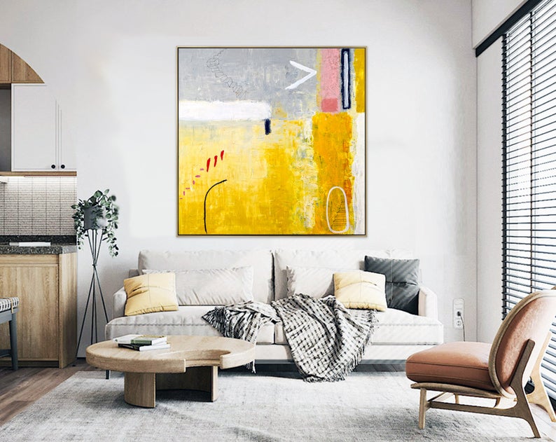 AbstractPaintingOriginalLargeAcrylicCanvasWallArtExpressionismPlayfulModernPaintingWallArtOnCanvas   31in,No Frame