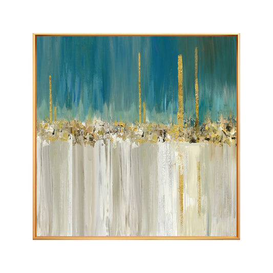 LightExtravaganthandpaintedGoldLeafAbstractLandscapeOilPaintingModernMinimalistRestaurantEntranceLivingRoom  31in,No Frame