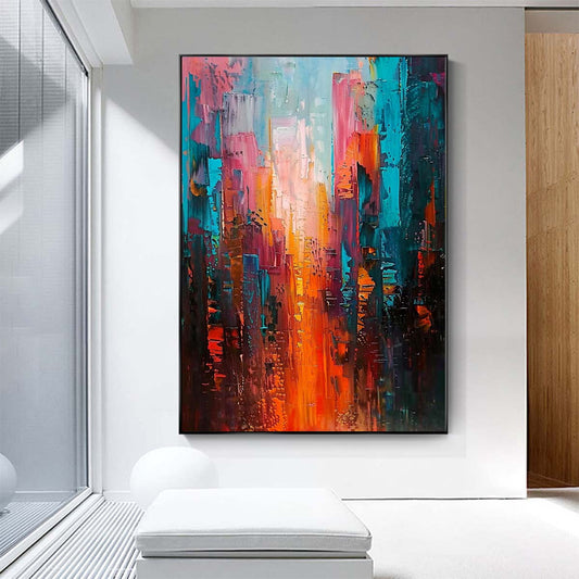 Original creation City Hand painted Oil Painting Canvas Wall Art For Home Living Room Unframed/Rolled #065