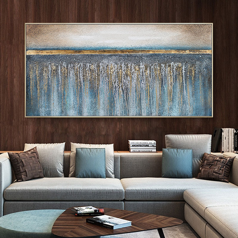 Hand-painted Gold Leaf Painting Abstract Modern Scandinavian Living Room Bedroom Bedside Painting Decorative Paintings Light Lux27inx54in,No Frame