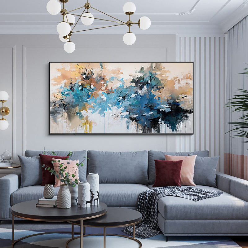 Original Hand painted Oil Painting Decorative Painting of Living Room Sofa Modern Abstract Simple Hanging Painting,27inx54in,No Frame